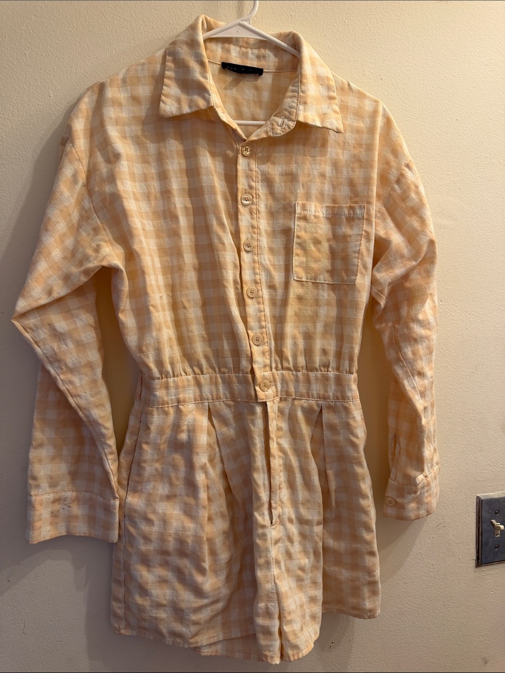 Blue Blush Yellow and White Gingham Romper - Picture 1 of 3